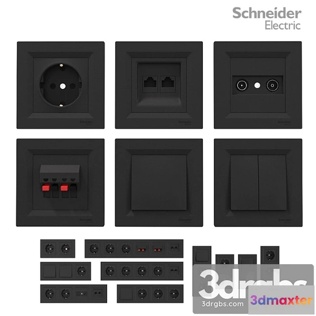 1065956 - Sockets and switches schneider asfora black.