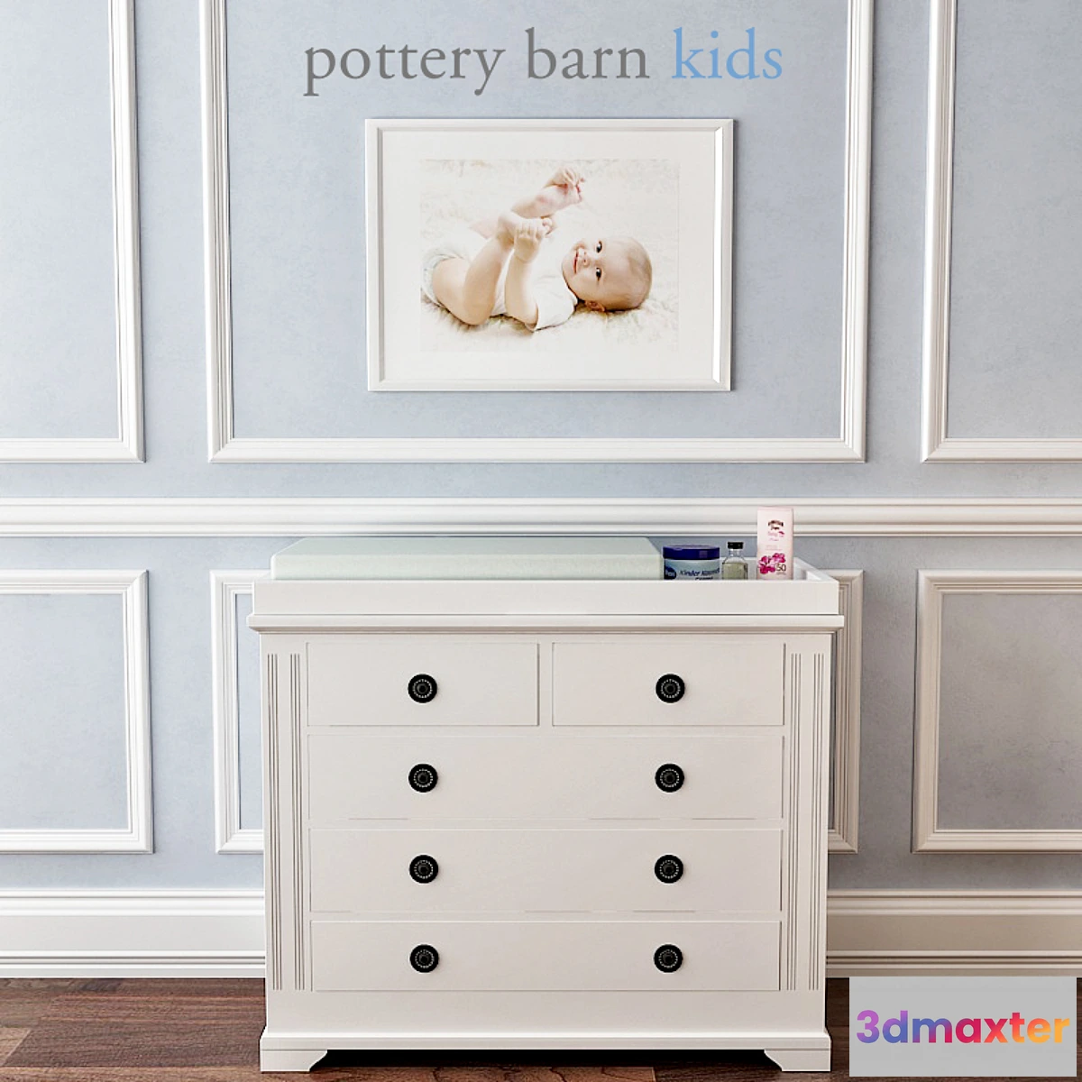 1288144 - Pottery Barn Fiona Dresser & Topper Set 3D Max