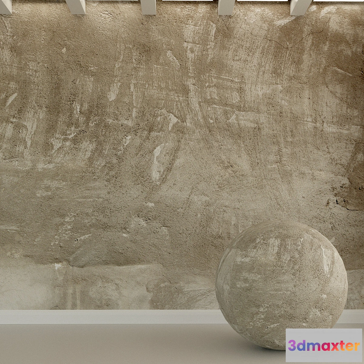 1295776 - Concrete wall. Old stucco. 45 3D Max