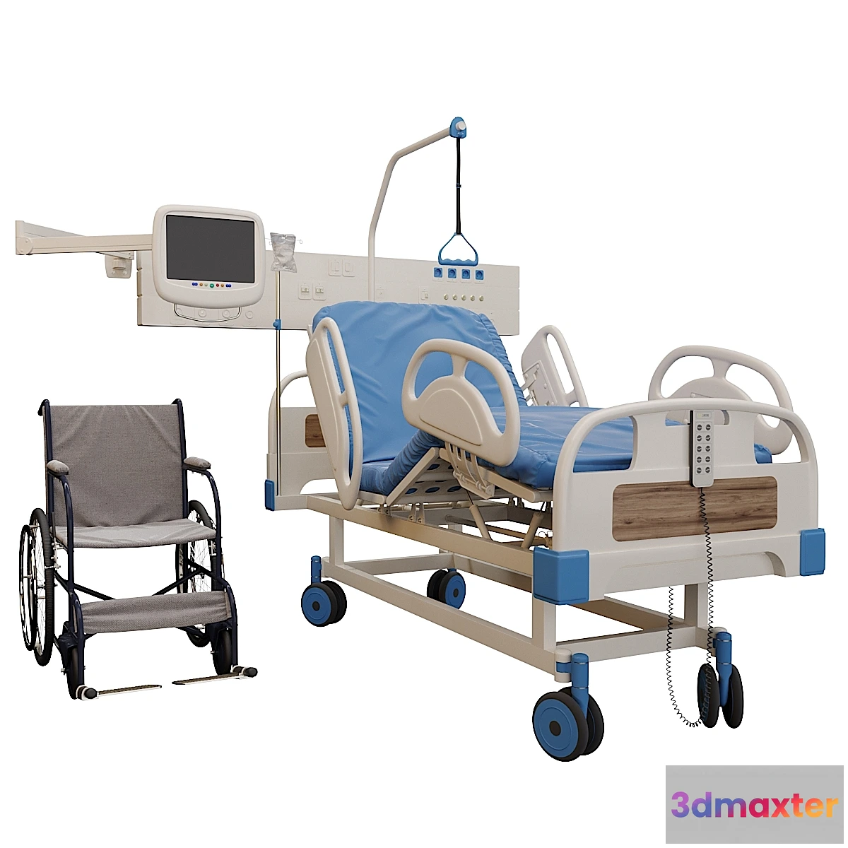 1296018 - Medical bed and Wheelchair 3D Max
