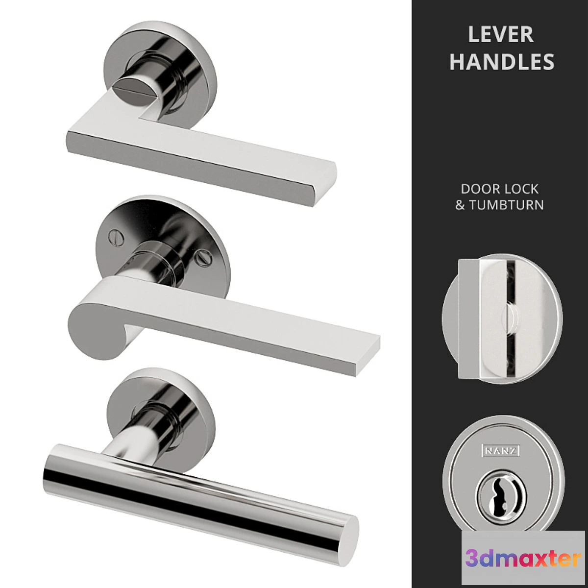 1296520 - Door Lever Handles Nanz N ° 2065 2096 2106 3D Max