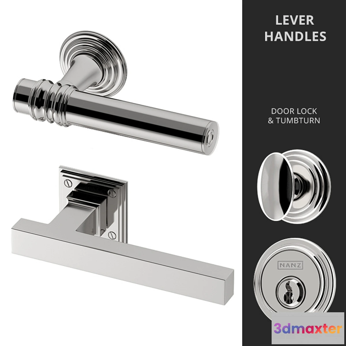1296606 - Door Lever Handles Nanz N ° 2107 2402 3D Max