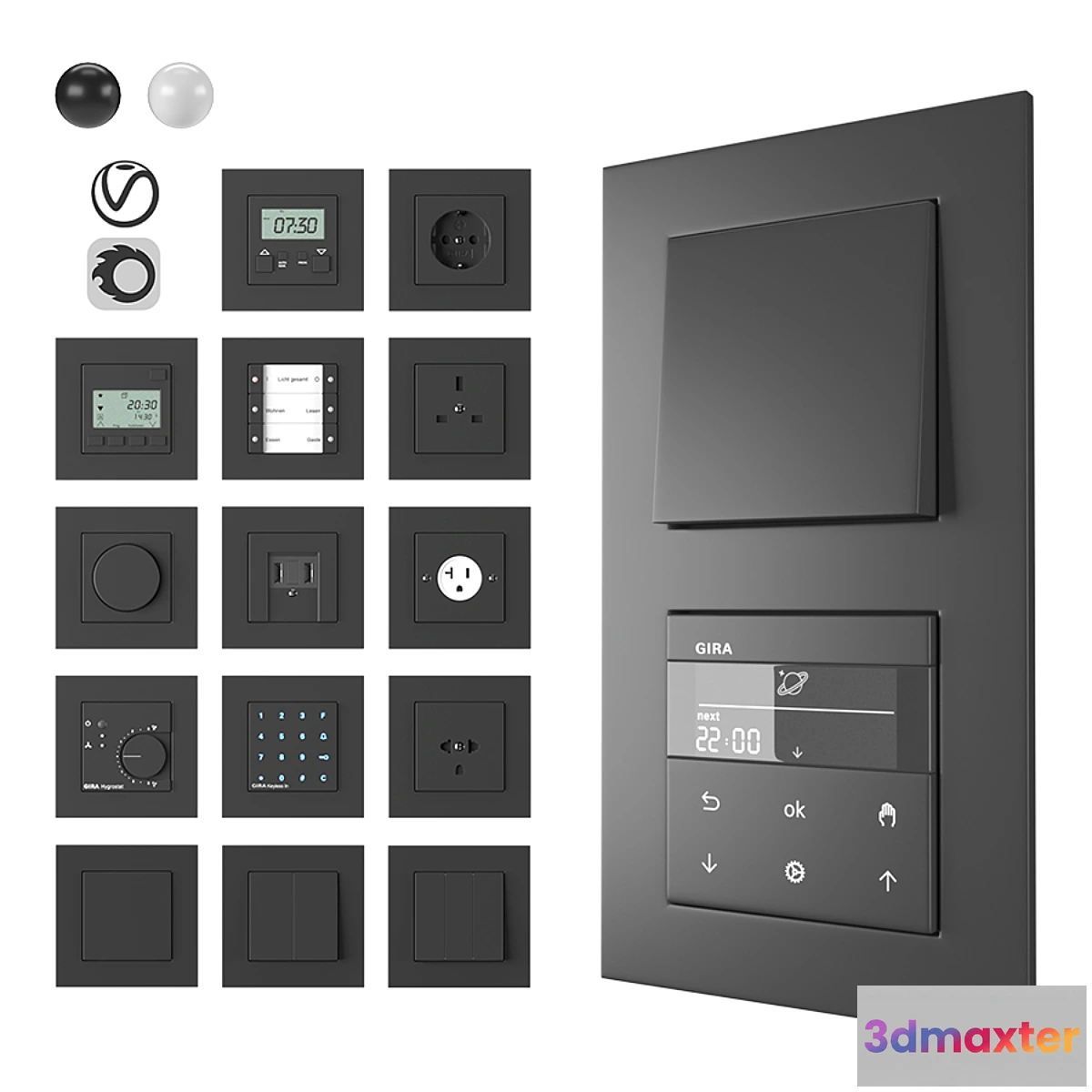 1300950 - Electronics Gira E2 flat installation - No.3 3D Max