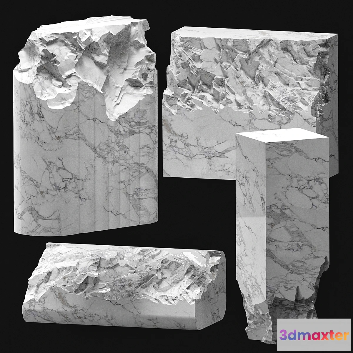 1308725 - chopped stone set2 3D Max