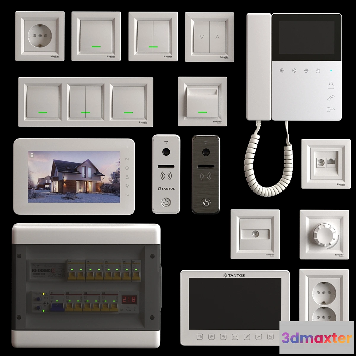 1310960 - Tantos and Schneider Electric home electronics kit 3D Max