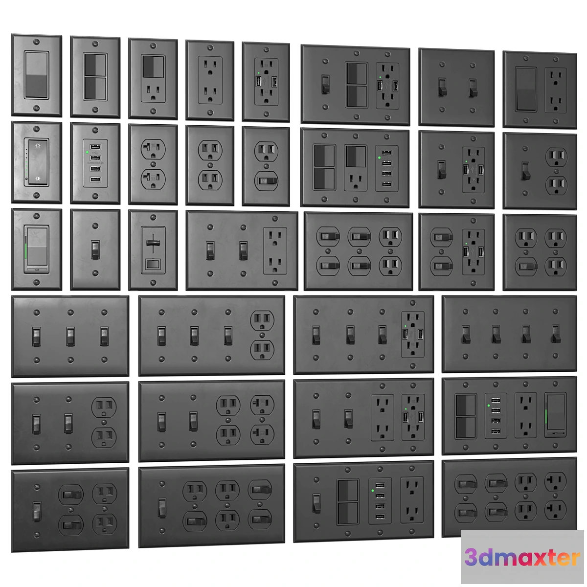 1311573 - Bestten US wall switch and sockets 3D Max