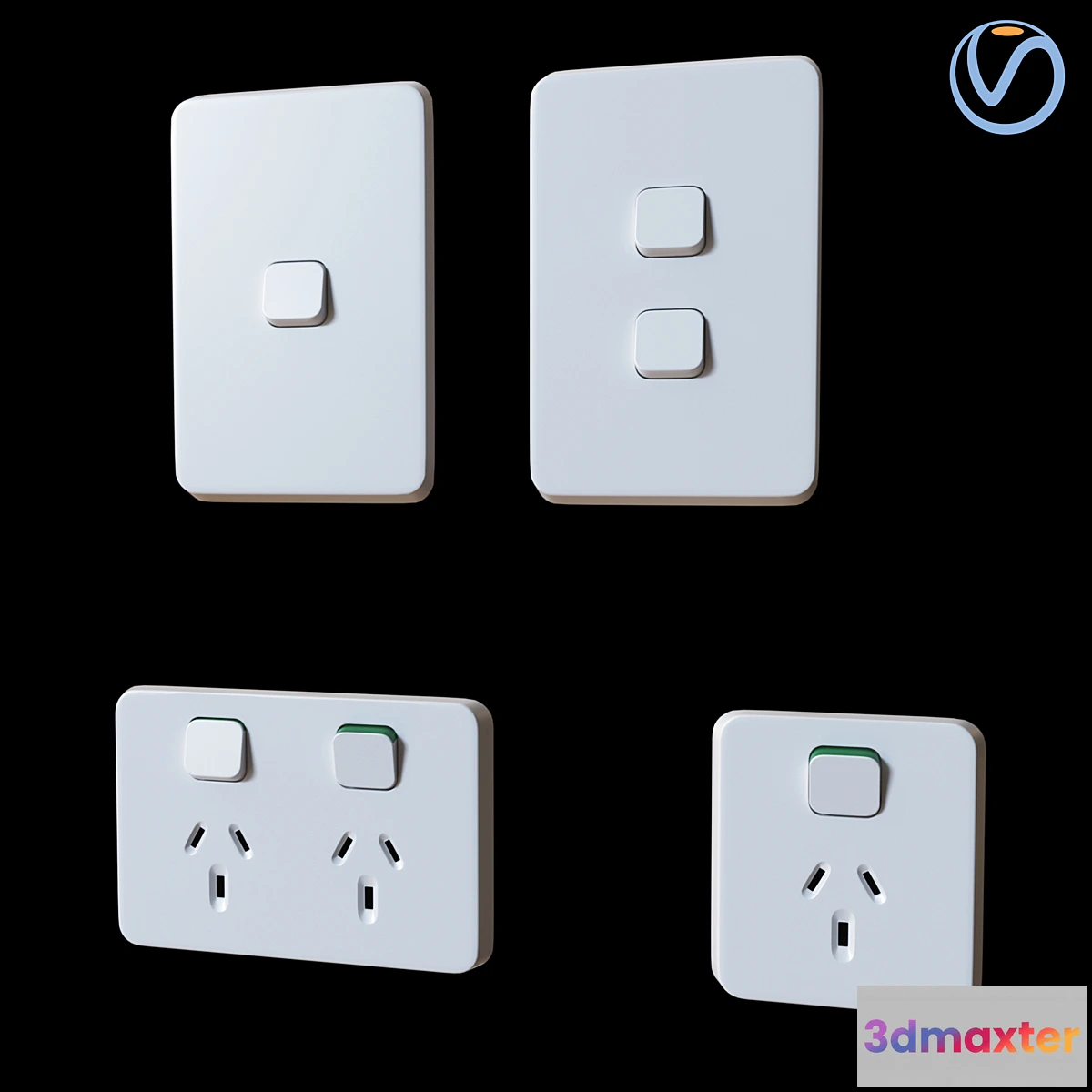 1312722 - Plugs & Switches Australian Clipsal Iconic Series 3D Max