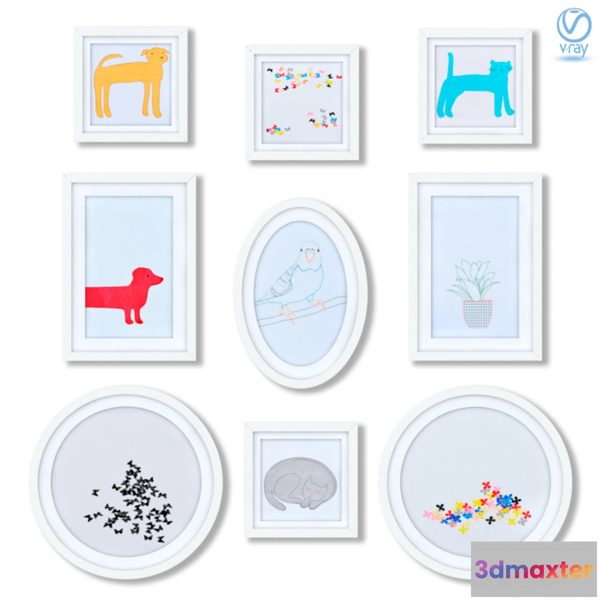 1320817 - A series of children’s posters for the design of a children’s room. 3D Max