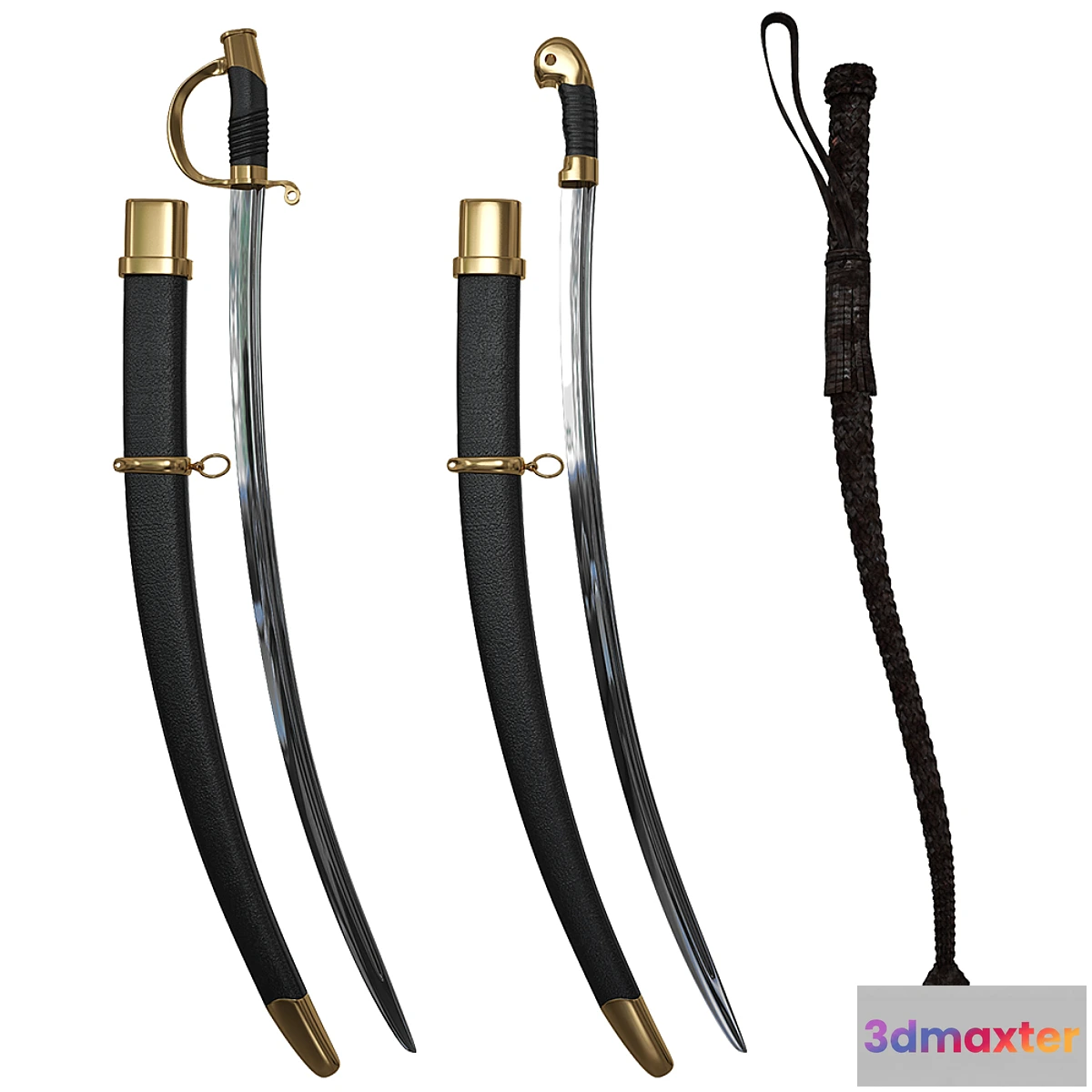 1323287 - Cossack checkers and whip 3D Max