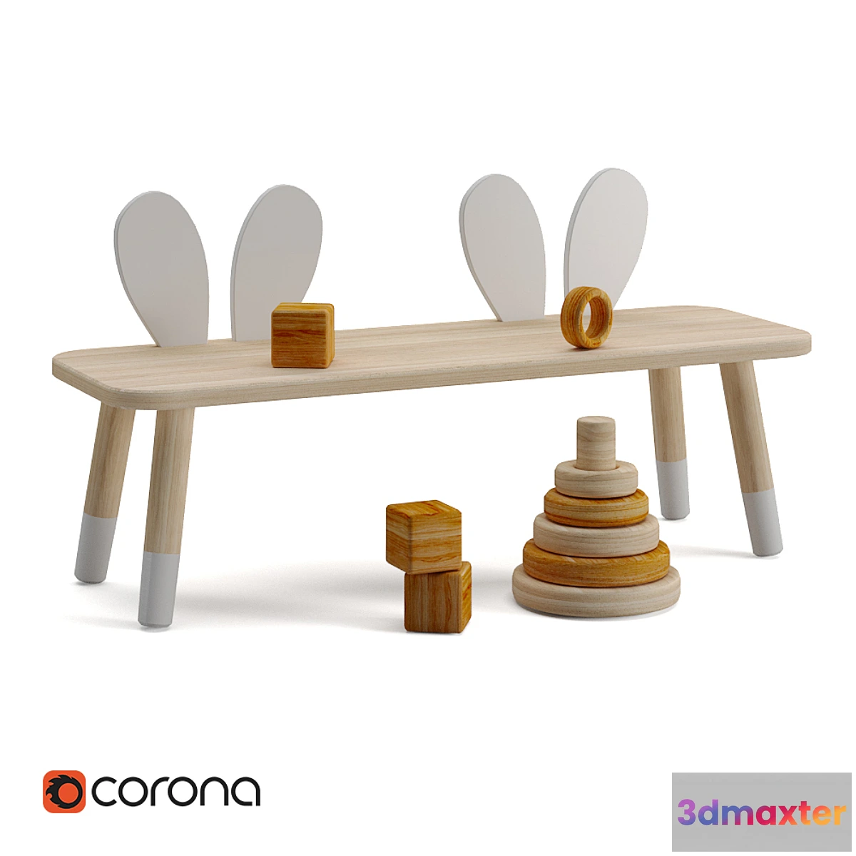 1343654 - Zara Home Rabbit Kids Bench 3D Max