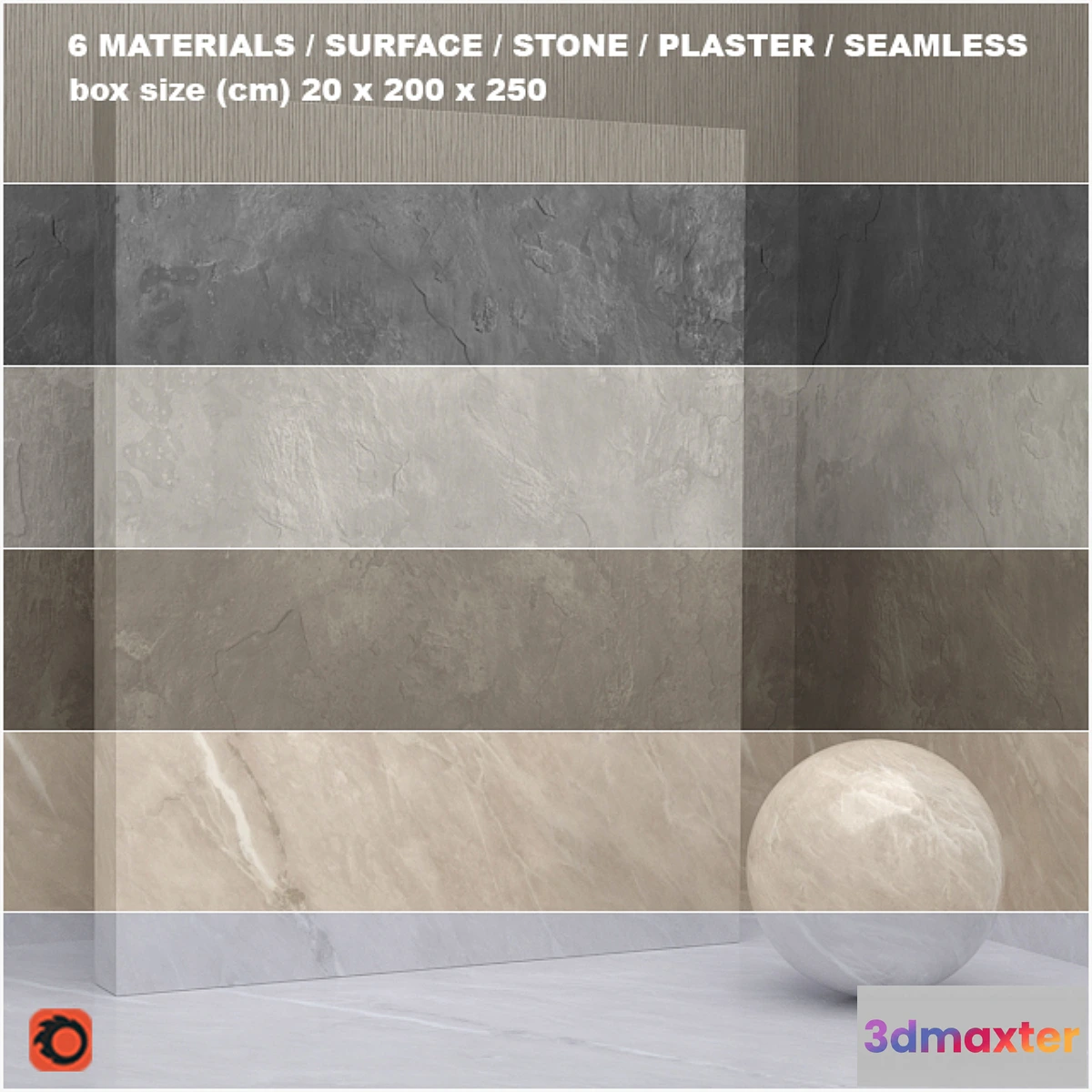 1350727 - 6 materials (seamless) - stone plaster - set 22 3D Max