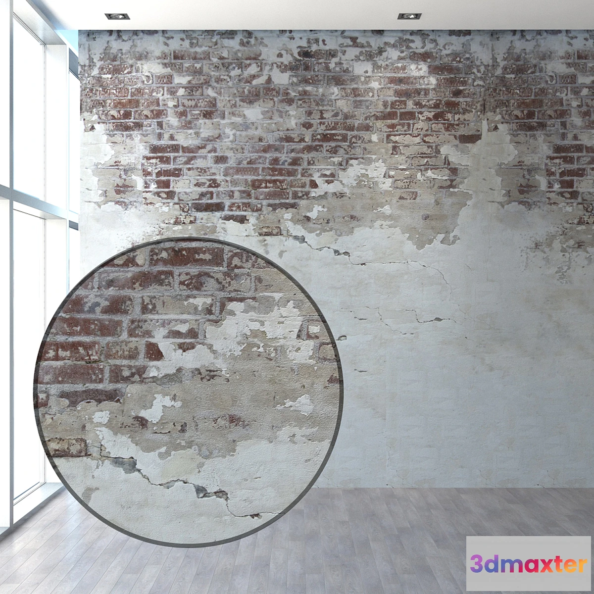 1443278 - Aged wall with masonry 3D Max