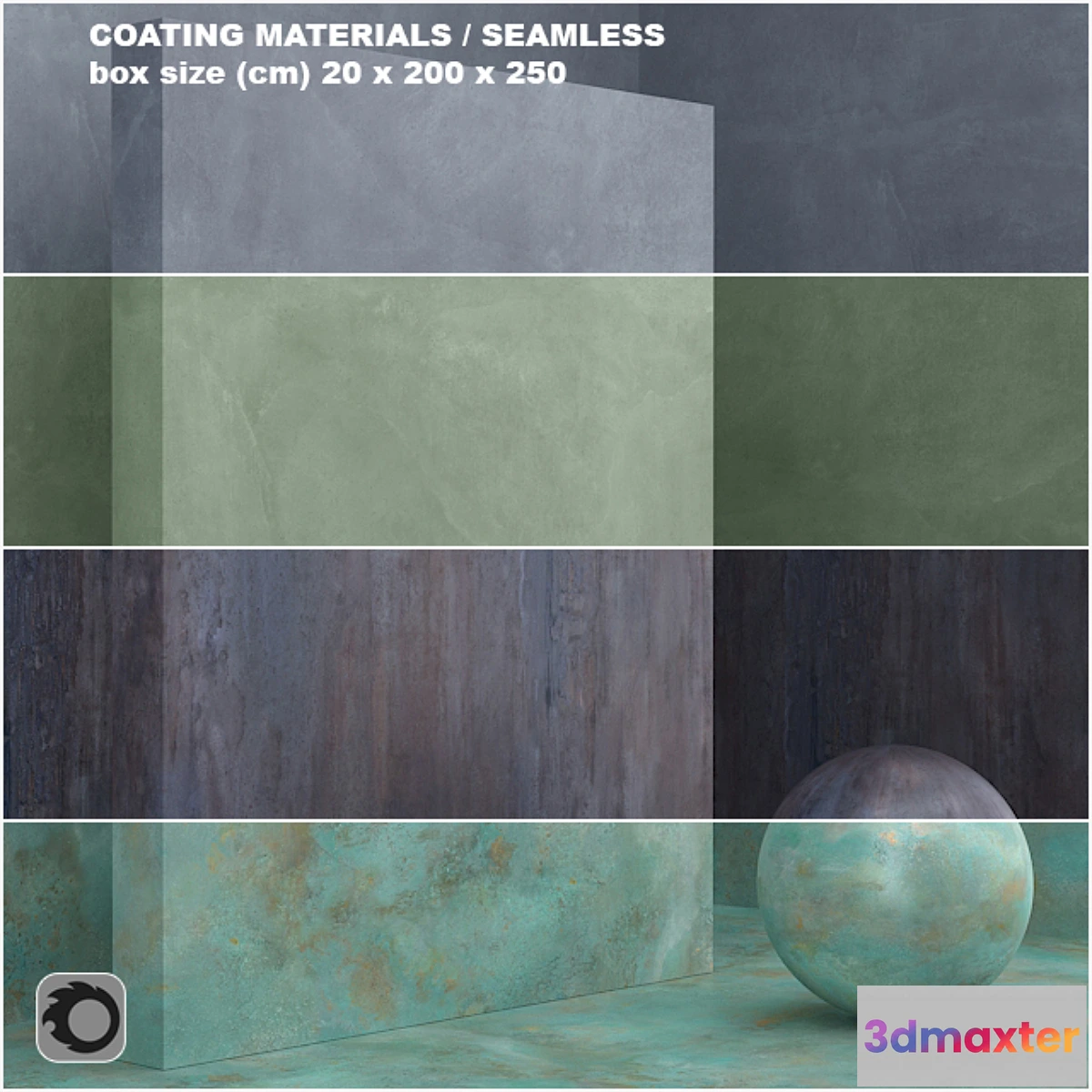 1445248 - 4 materials (seamless) - coating metal plaster - set 31 3D Max