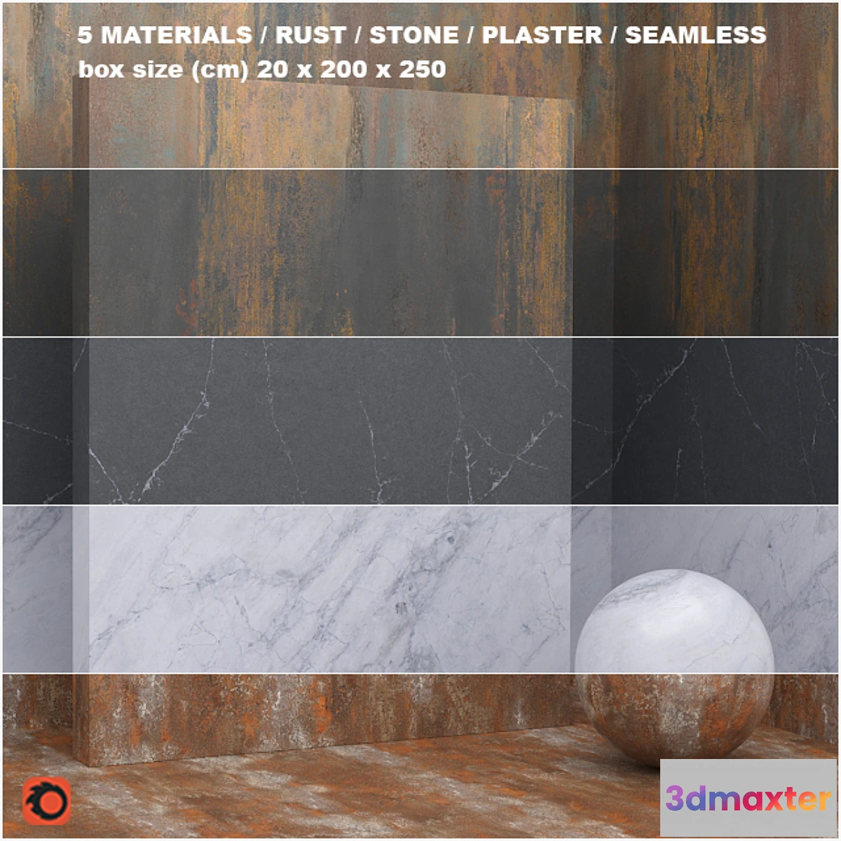 1445896 - 5 materials (seamless) - stone plaster - set 26 3D Max