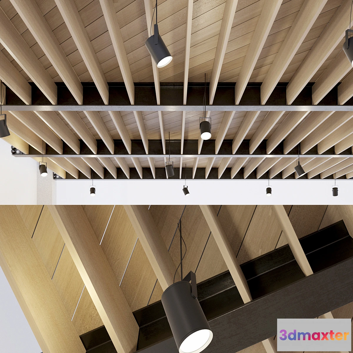 1450306 - Wooden ceiling on metal beams. 24 3D Max