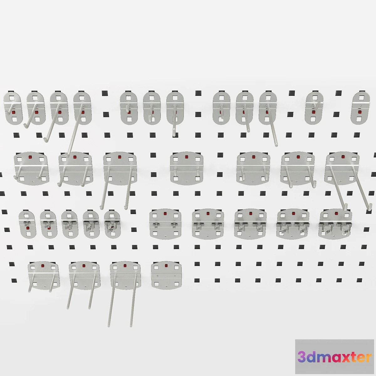 1457438 - A set of RasterPlan fasteners for perforated panels 3D Max