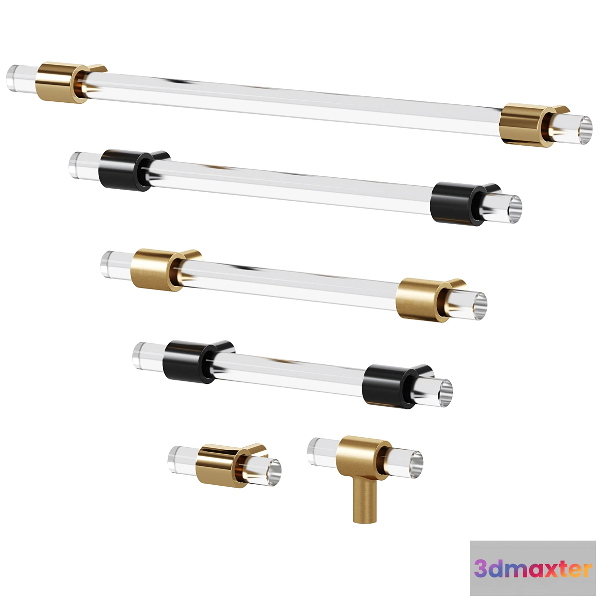 1458060 - Handles KRISTAL Acrylic & Brass by Meraki 3D Max
