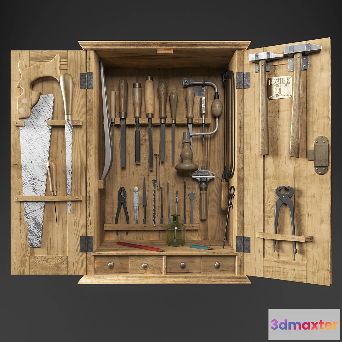 1458882 - Cabinet with carpenter tools _ Cabinet with carpenter tools 3D Max