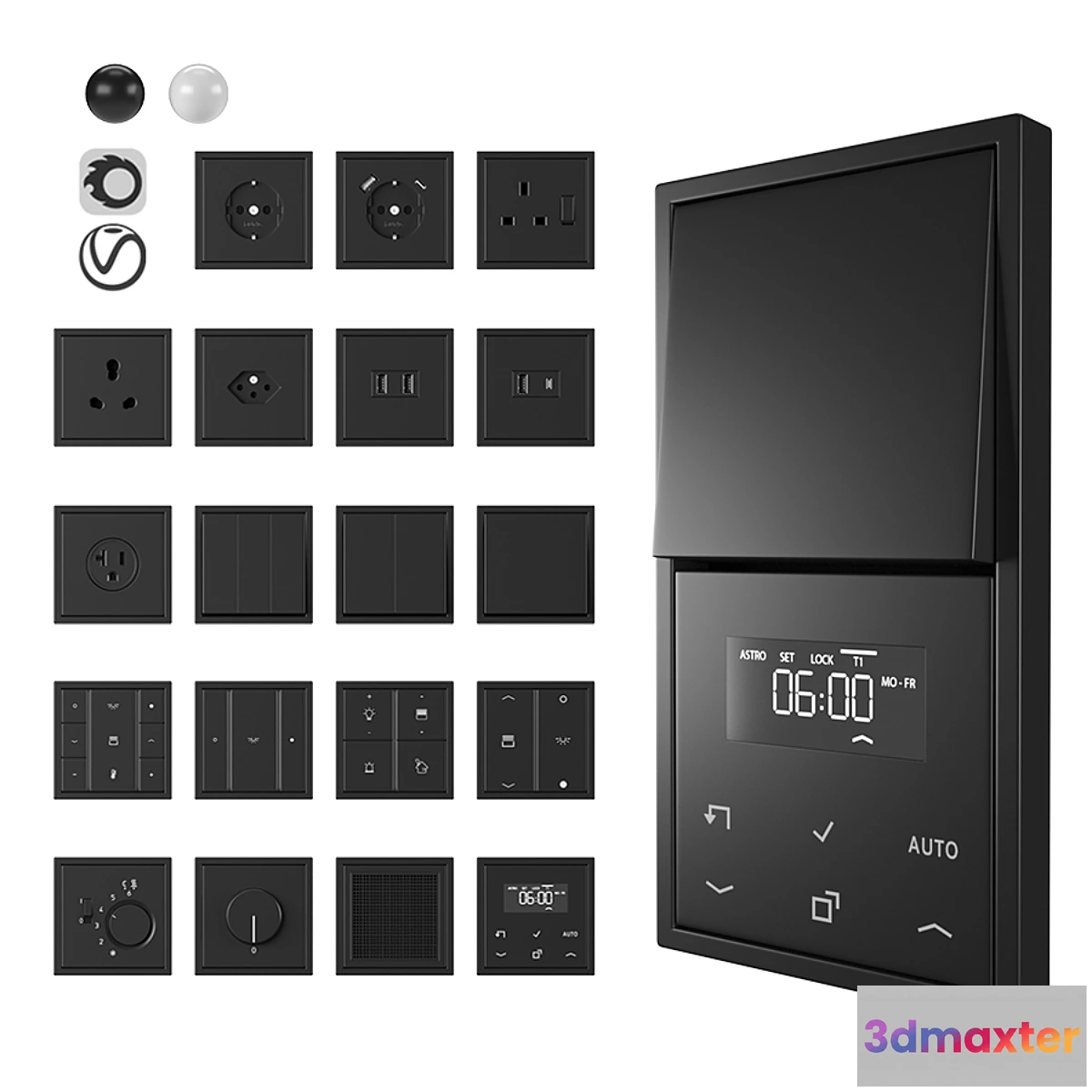 1468626 - Jung LS 990 matt black and white 3D Max