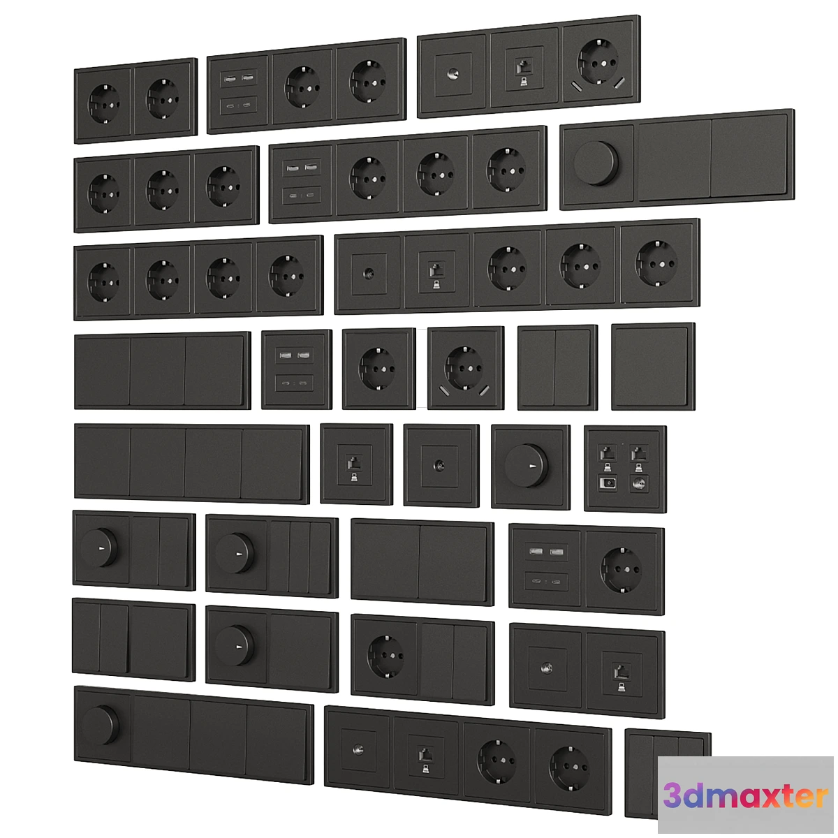 1469674 - Sockets and switches _ Lezard Rain. 3D Max