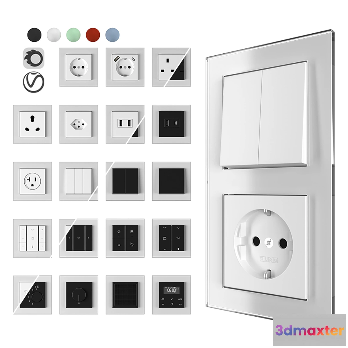 1470204 - Jung a creation set glass 3D Max