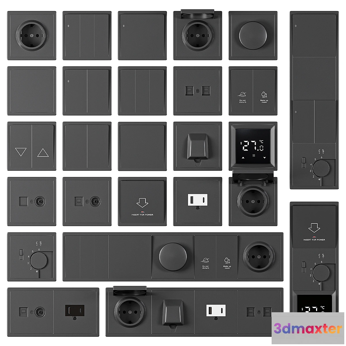 1471324 - R98 black Sockets and Switches 3D Max