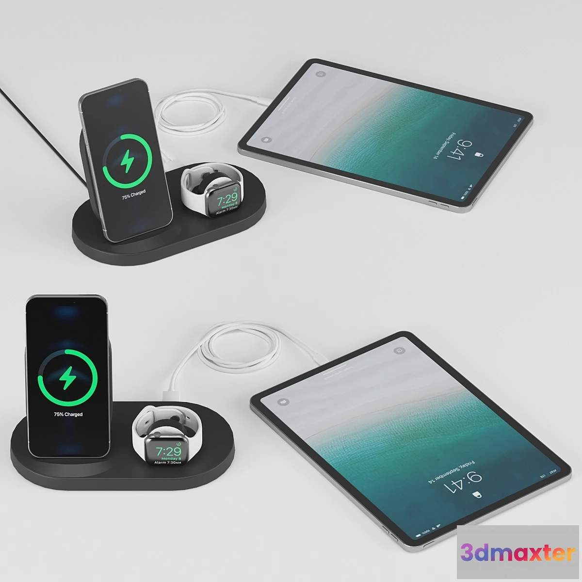 1471644 - BOOST↑UP™ Wireless Charging Dock for iPhone + Apple Watch + USB-A port iPad 3D Max