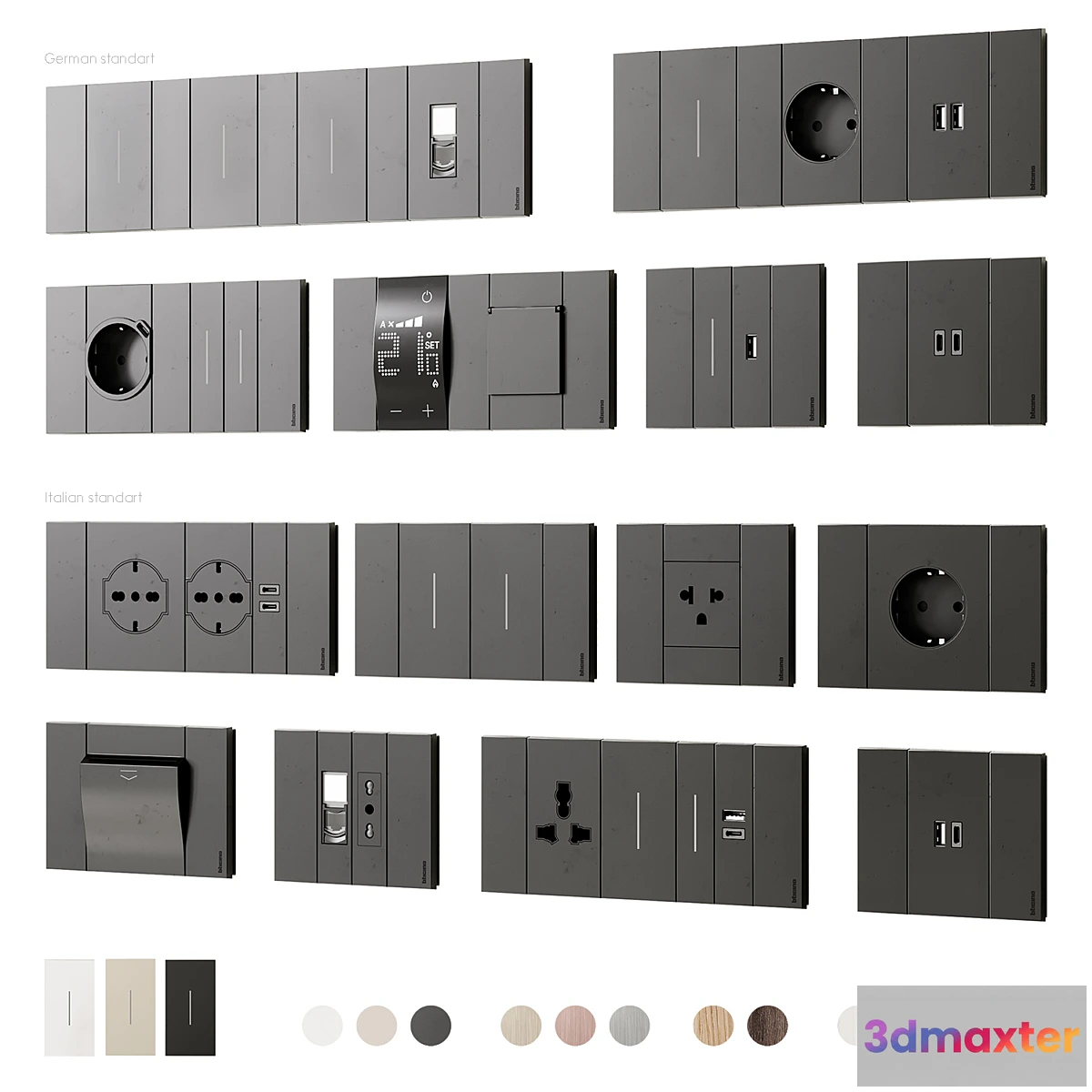 1473678 - Bticino sockets and switches Living Now series 3D Max