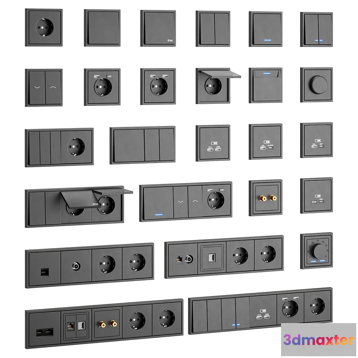 1474090 - Sockets and switches Systeme Electric Art Gallery series 3D Max