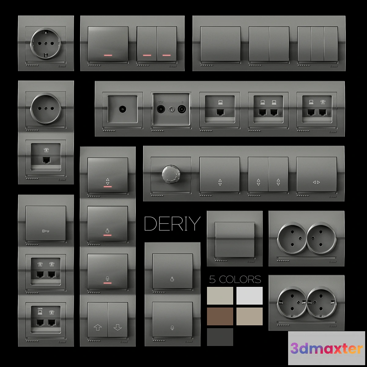 1477290 - Sockets and switches Lezard Deriy 3D Max