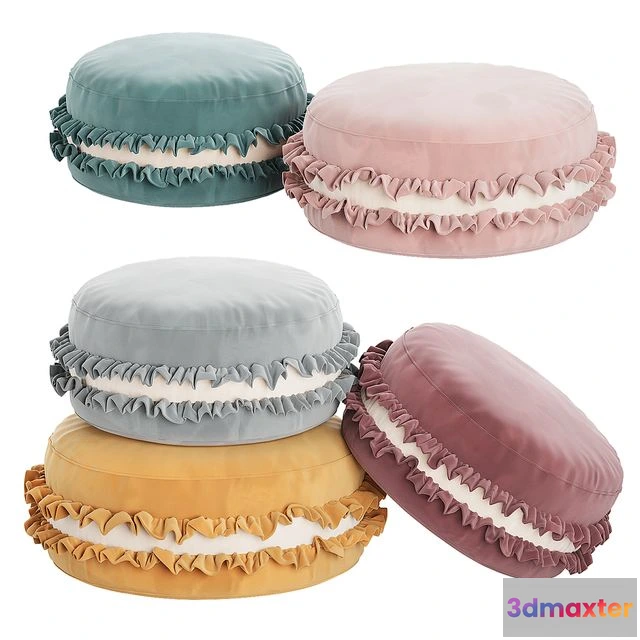1537920 - Macaron Pouf Velour Cookie pillow 3D Max