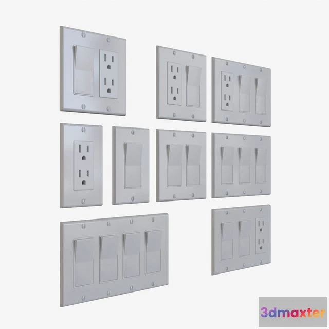 1538182 - NEMA 5-15R Outlet & Rocker Light Switches 3D Max