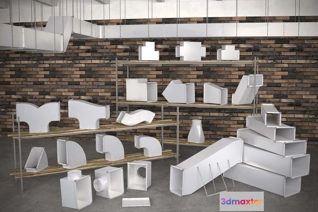 1545363 - Rectangular duct (duct ventilation) 3D Max