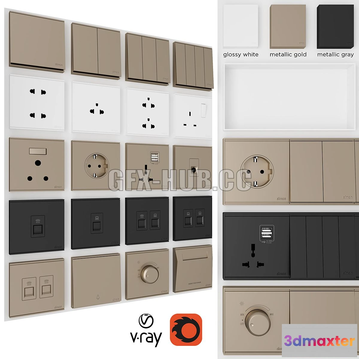 1546669 - Electrical Sockets and Switches Simon E6 3D Max