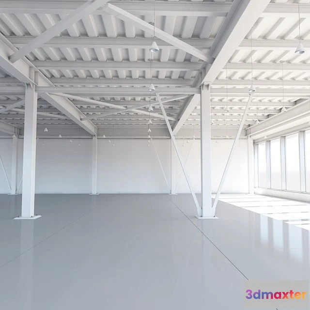 1548211 - Beam system of metal ceiling with columns and lighting 3D Max