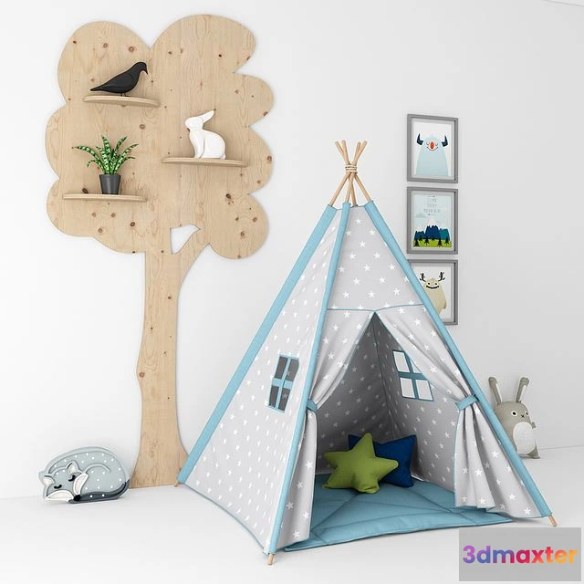 1551101 - Decorative set for a nursery with a tent 3D Max