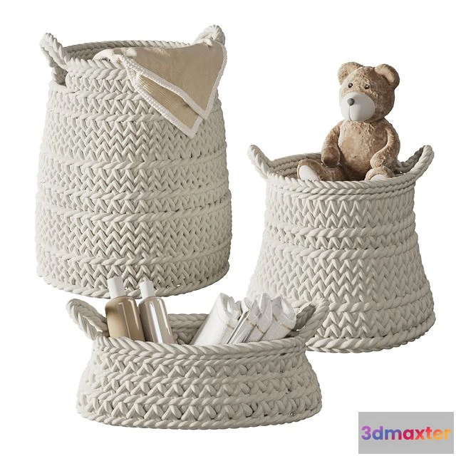 1553521 - Pottery Barn Ivory Chunky Knit Nursery Storage 3D Max