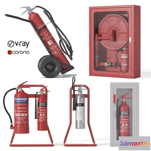 1554113 - Fire Extinguishers Set 3D Max