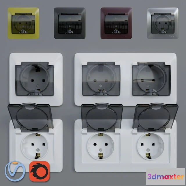 1554601 - Sockets waterproof Schneider Electric Glossa 3D Max