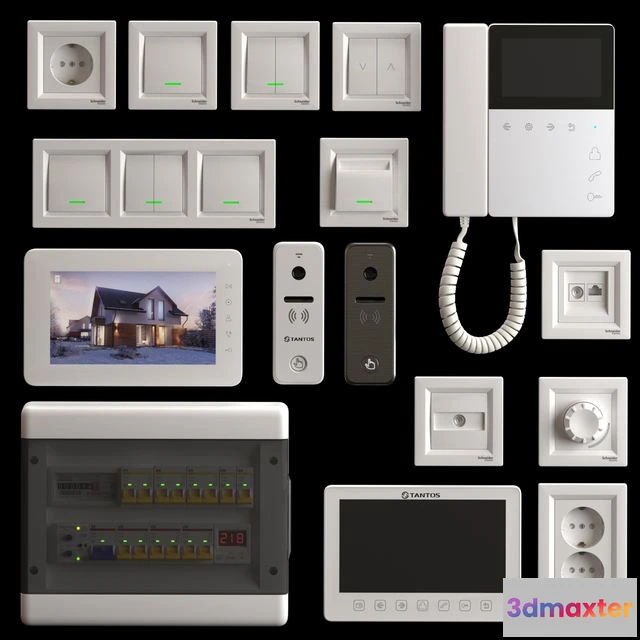 1555951 - Tantos and Schneider Electric home electronics kit 3D Max