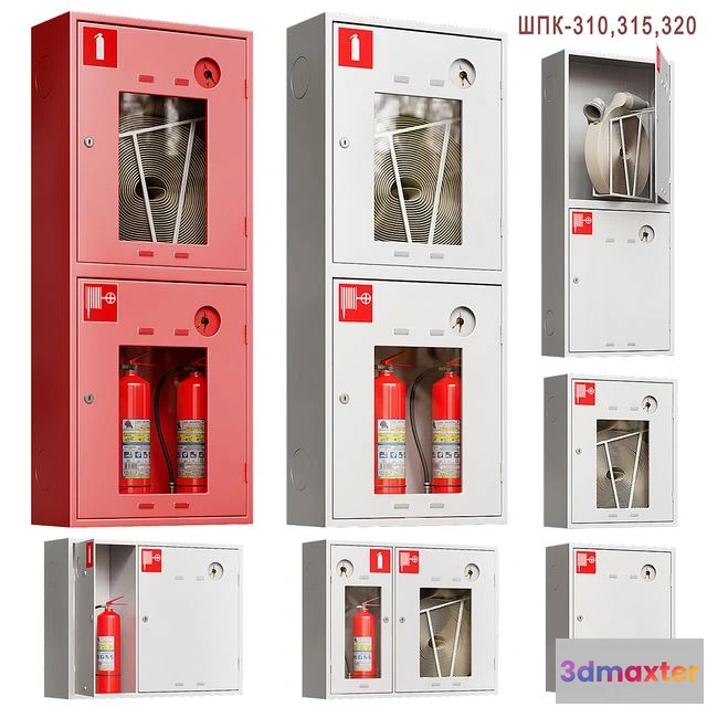 1559397 - Fire cabinet set (6 types) 3D Max