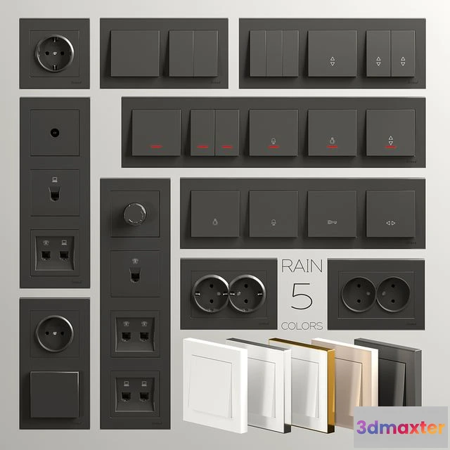 1561461 - Sockets and switches Lezard Rain 3D Max