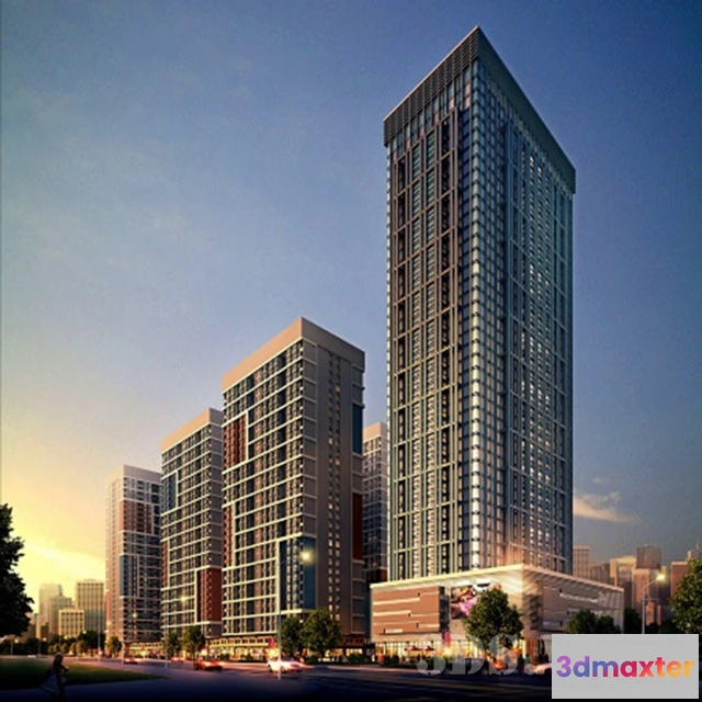 1666060 - other-models - Quarter with skyscrapers 3D Max