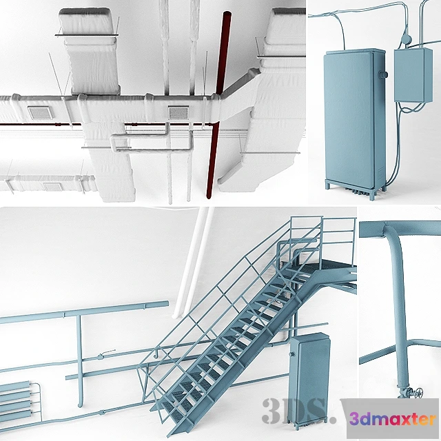 1666086 - other-models - Loft set (ventilation wires stairs heating) 3D Max