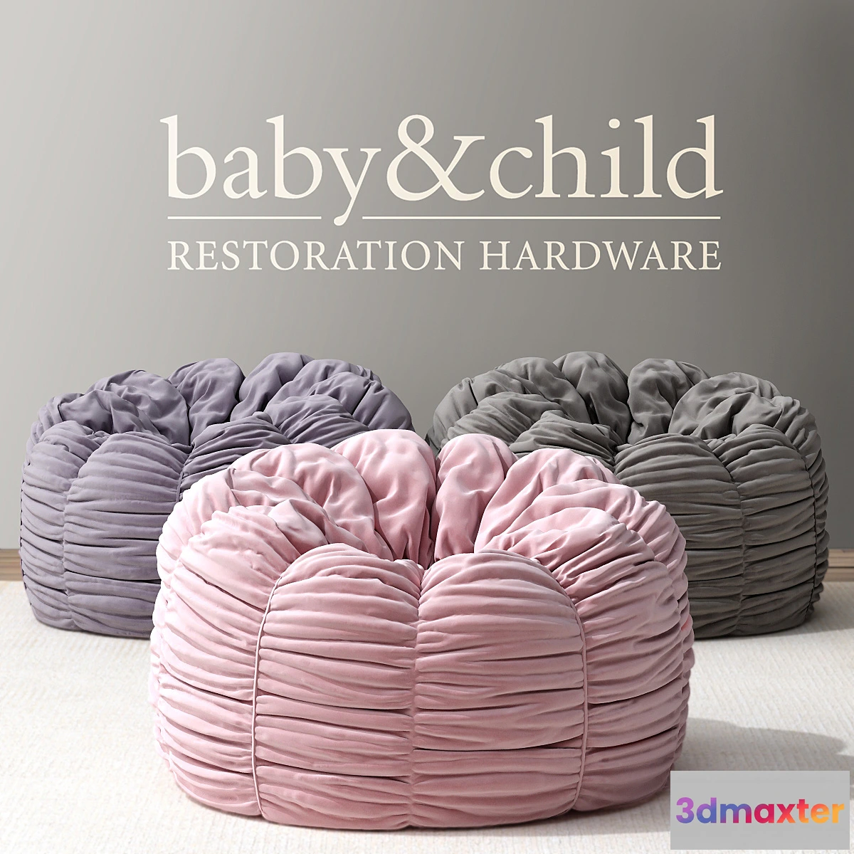 637009 - RH _ WASHED VELVET RUCHED BEAN BAG