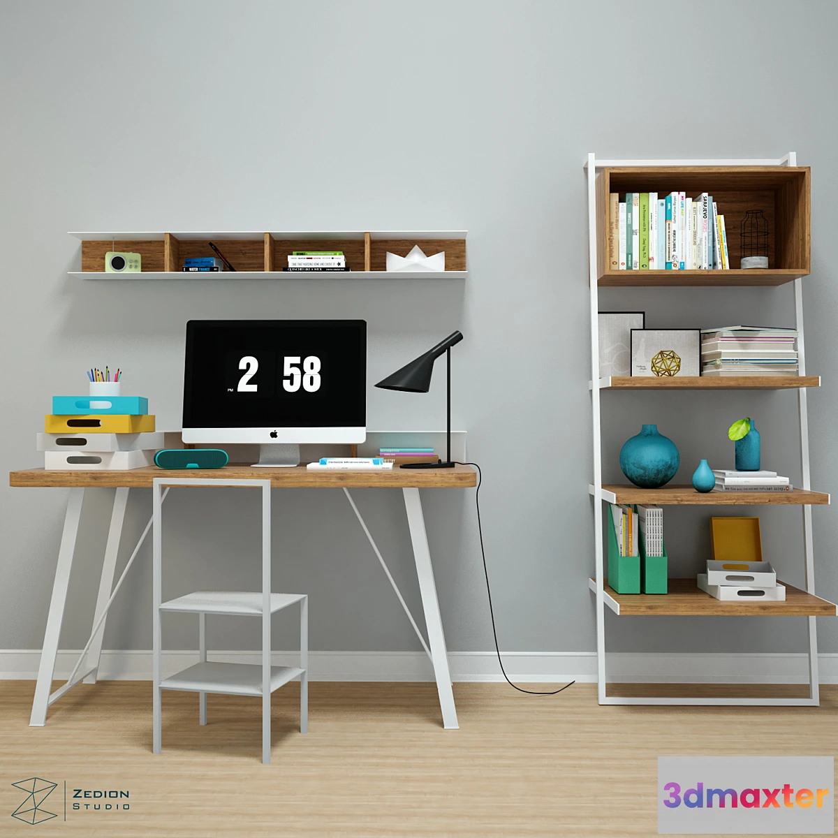 651315 - Desk set with shelves