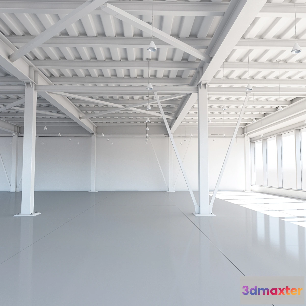 664847 - Beam system of metal ceiling with columns and lighting