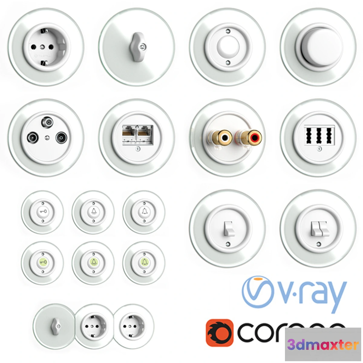 664871 - Switches and sockets THPG Duroplast Glass Covering