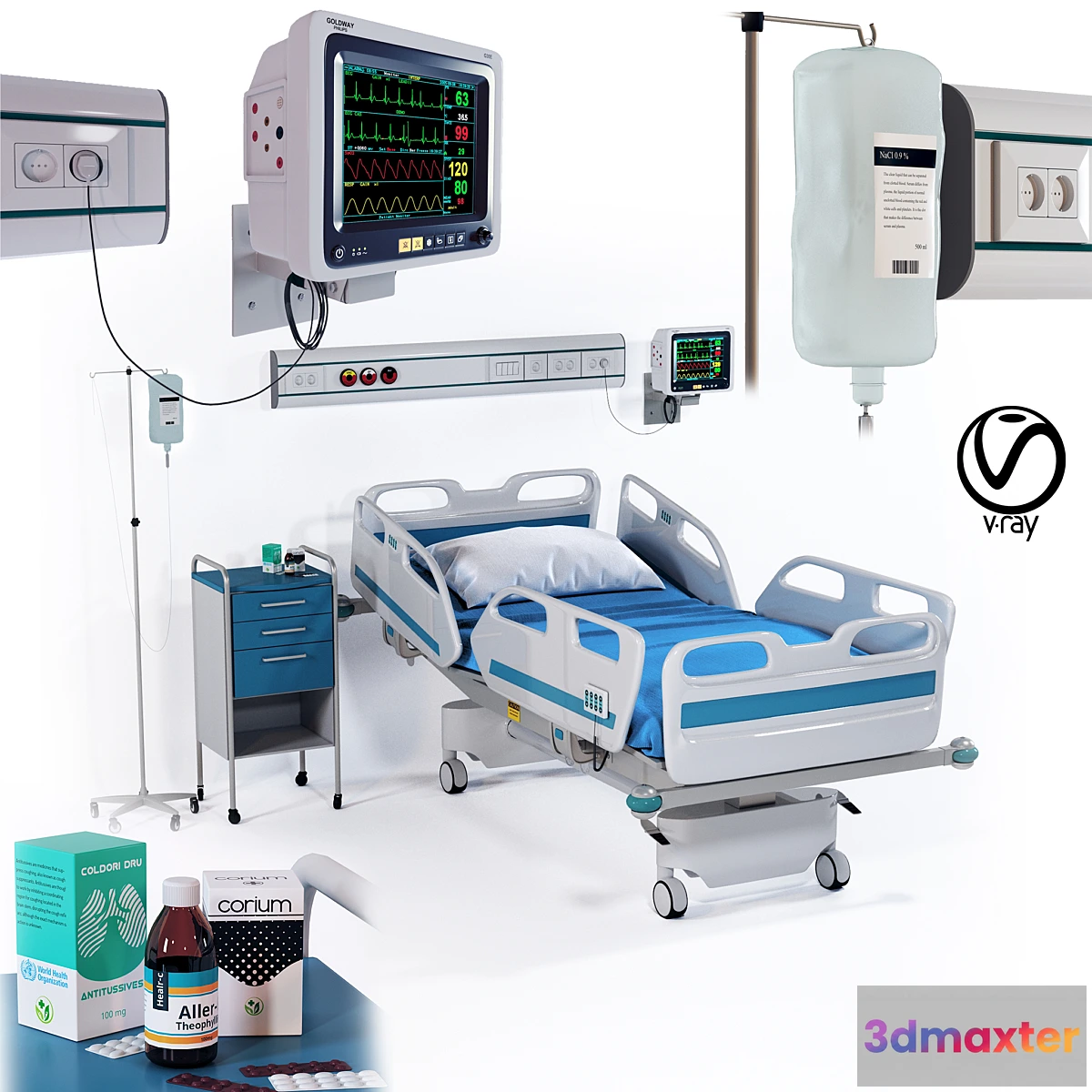 682546 - hospital patient electrical bed-vray