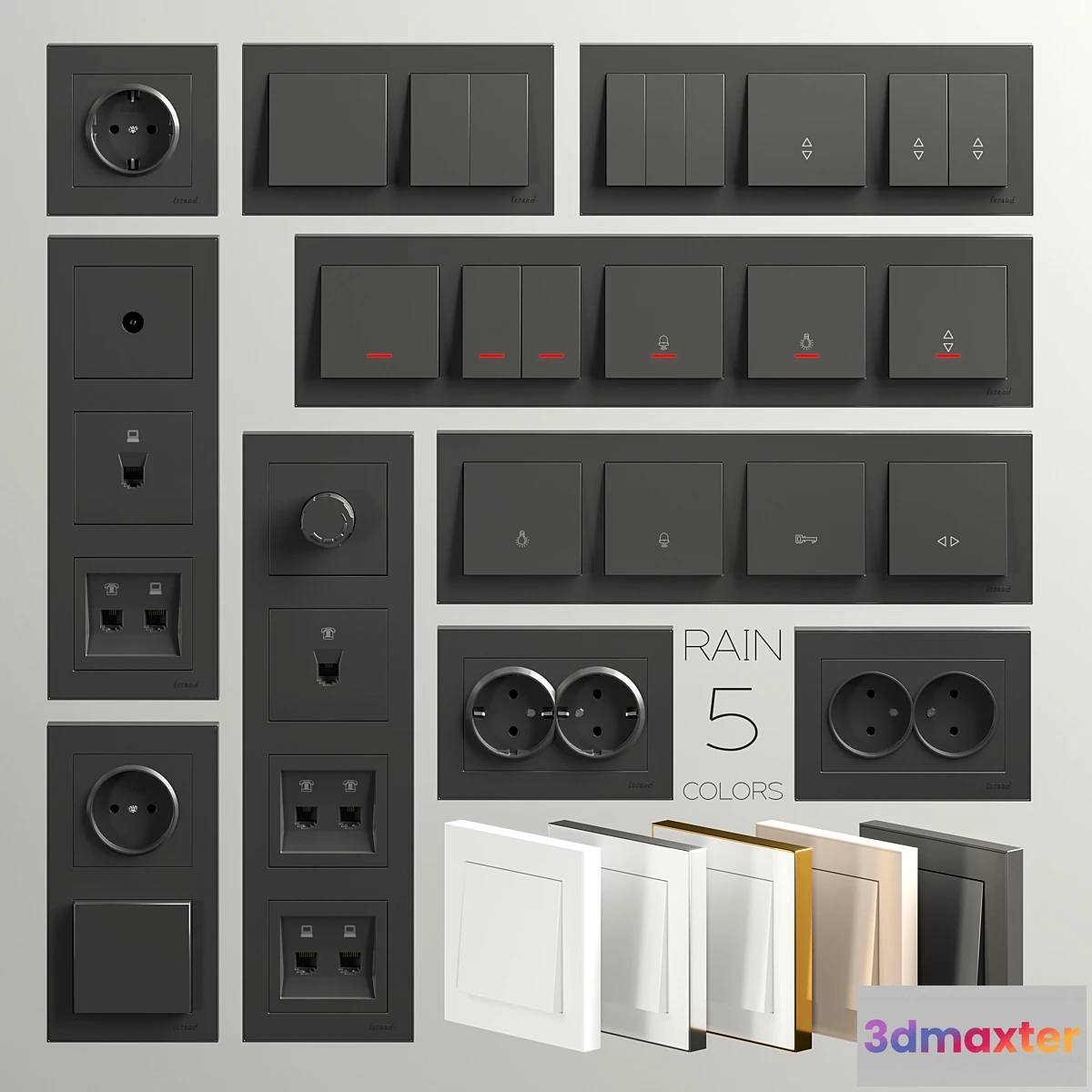 740707 - Sockets and switches Lezard Rain - No.2